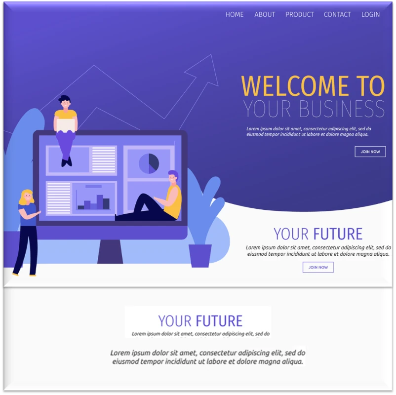 Business website layout emphasizing SEO-ready content structure